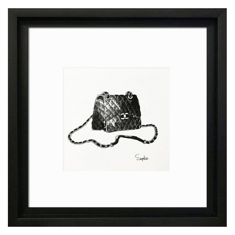 Designer Hand Bags Coco Chanel Framed Print Wall Art 10 x 10 Inch