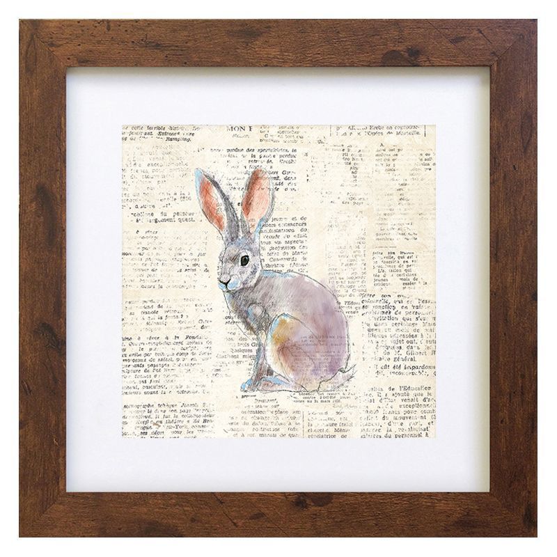Woodland Animals Hare Framed Print Wall Art 10 x 10 Inch