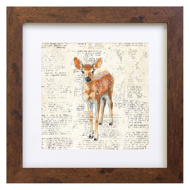 Woodland Animals Deer Framed Print Wall Art 10 x 10 Inch