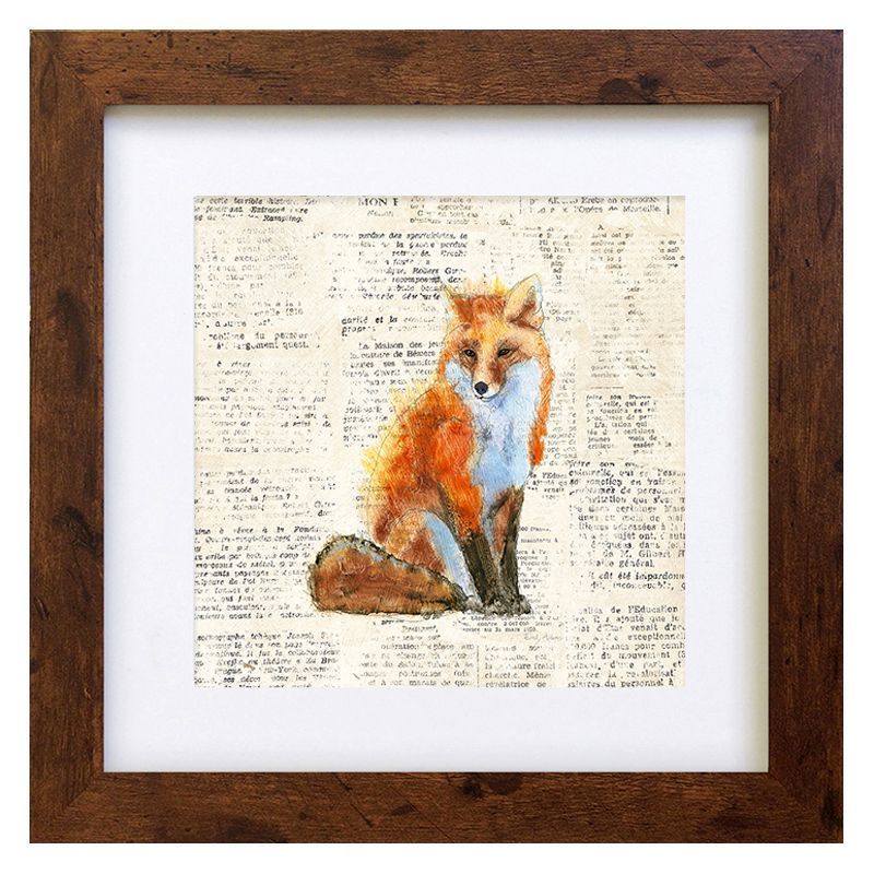 Woodland Animals Fox Framed Print Wall Art 10 x 10 Inch
