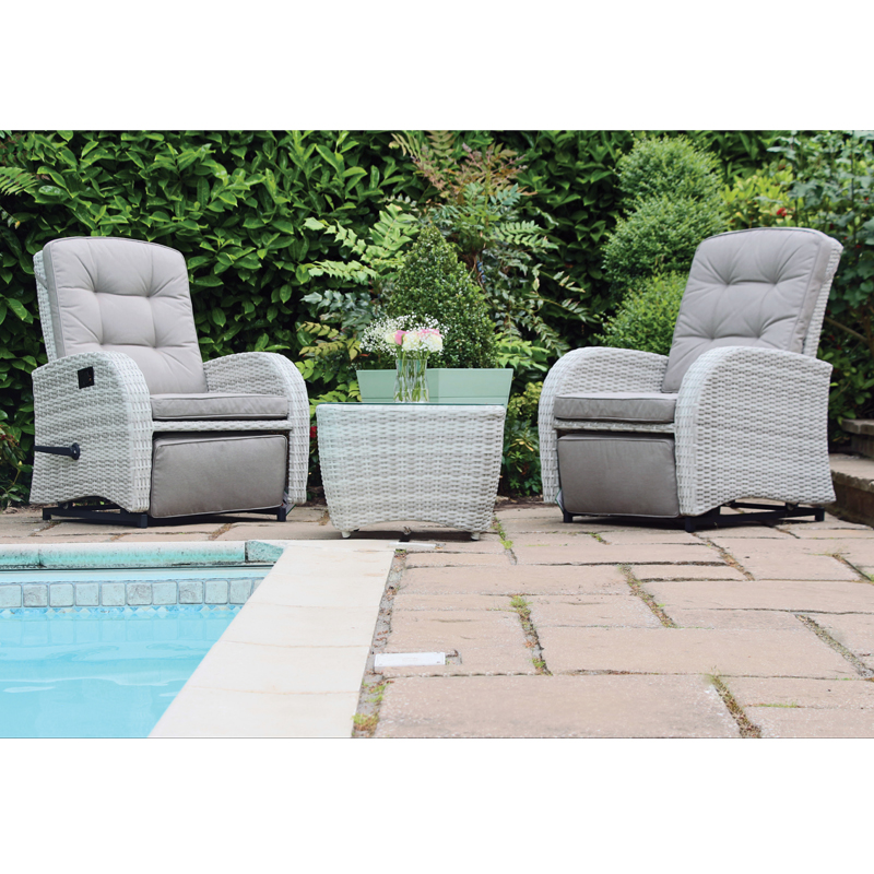 Bellevue Rocker And Reclining Chair Table Garden Furniture Set At Qd S - Garden Furniture Set Reclining Chairs