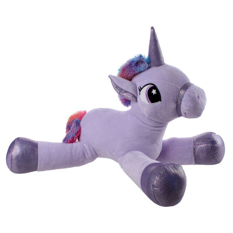 Large 66cm Plush Unicorn Cuddly Toy - Glitter & Purple