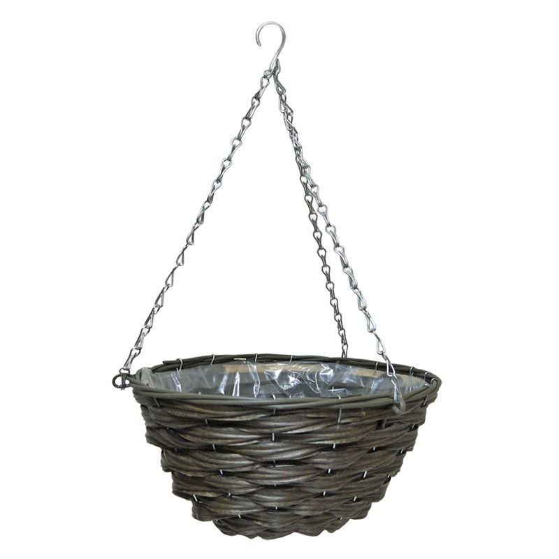12 Inch Traditional Hanging Rattan Basket Natural