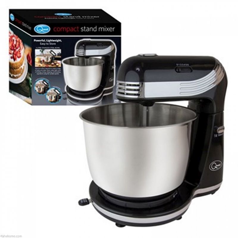 Quest Compact Stand Mixer With 3 Litre Steel Bowl - 6 Speed - Black