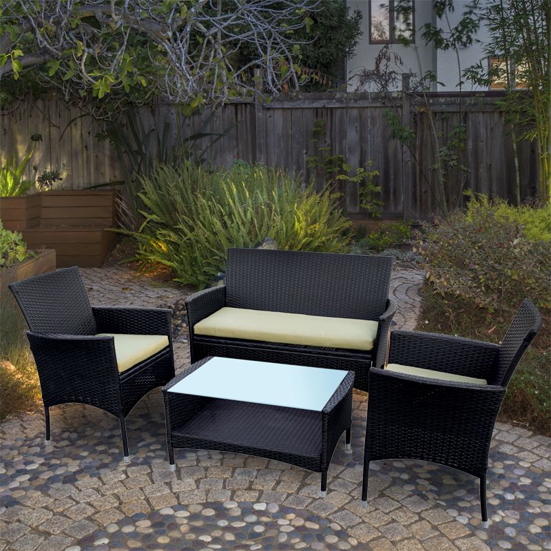 4 Seater Brown Rattan Lounge Garden Patio Furniture Set Buy Online At Qd Stores