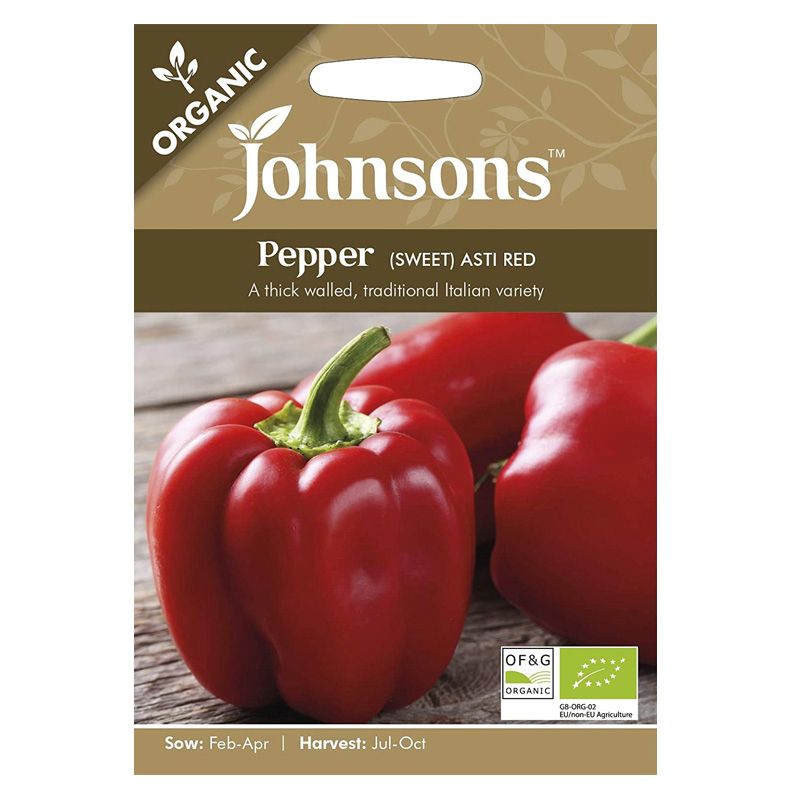 Johnsons Organic Pepper Sweet Asti Red Seeds