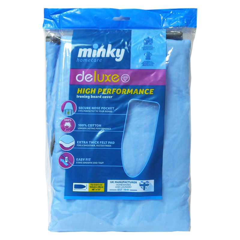 Minky Deluxe High Performance Ironing Board Cover 122x38cm Blue