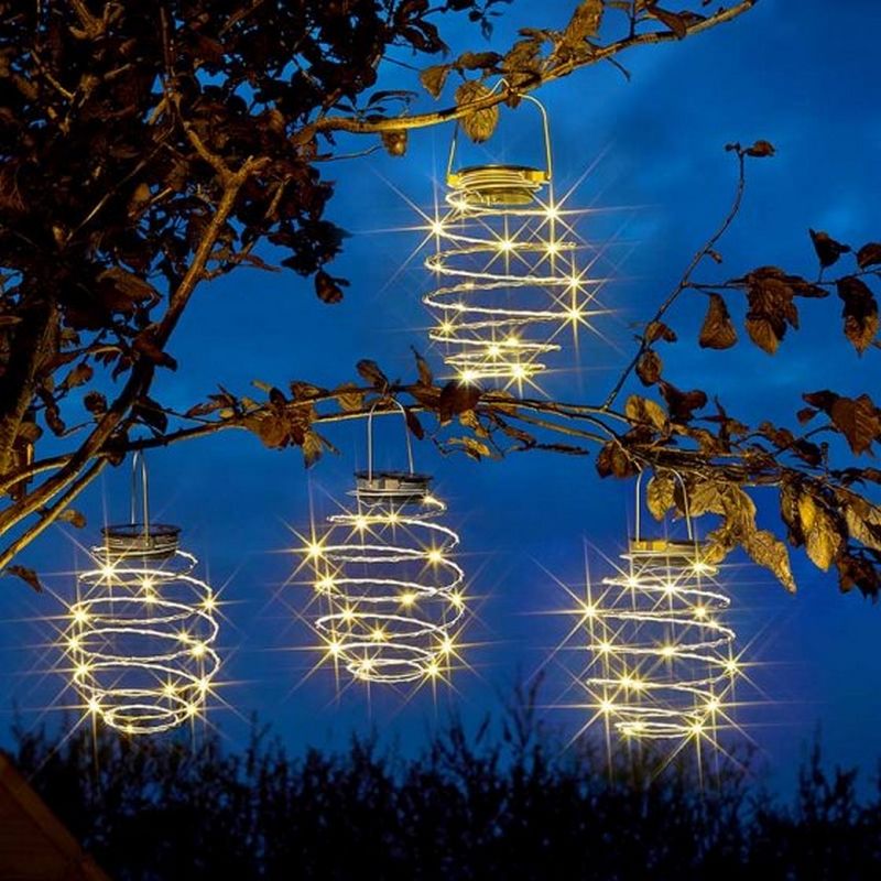 4 Pack Solar Garden Lantern Decoration Warm White LED - 21cm SpiraLight by Smart Solar