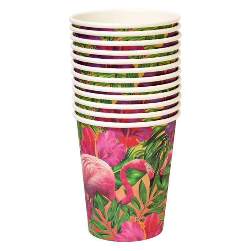 Tropical Paper Cups Pack 12 - Flamingo