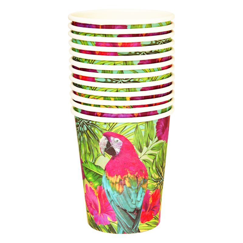 Tropical Paper Cups Pack 12 - Parrot