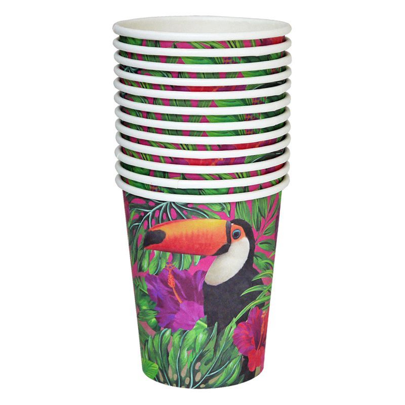 Tropical Paper Cups Pack 12 - Toucan