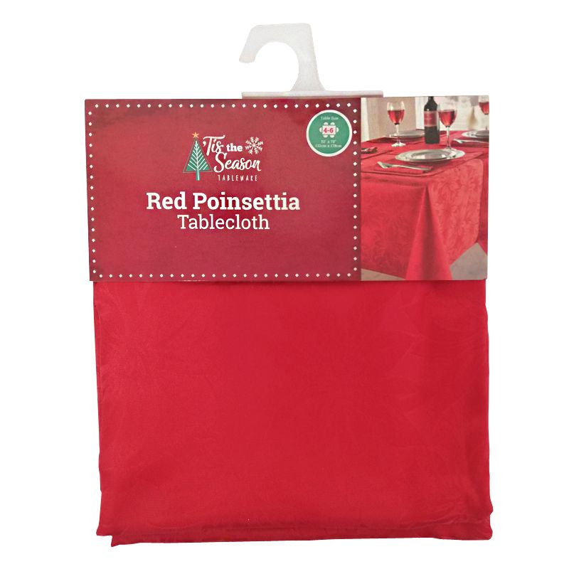 Red Poinsettia Tablecloth Rectangular 52" x 70"