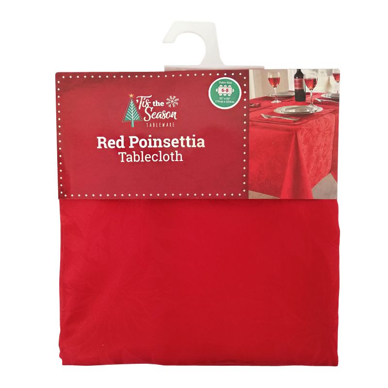 Red Poinsettia Tablecloth Rectangular 52" x 90"