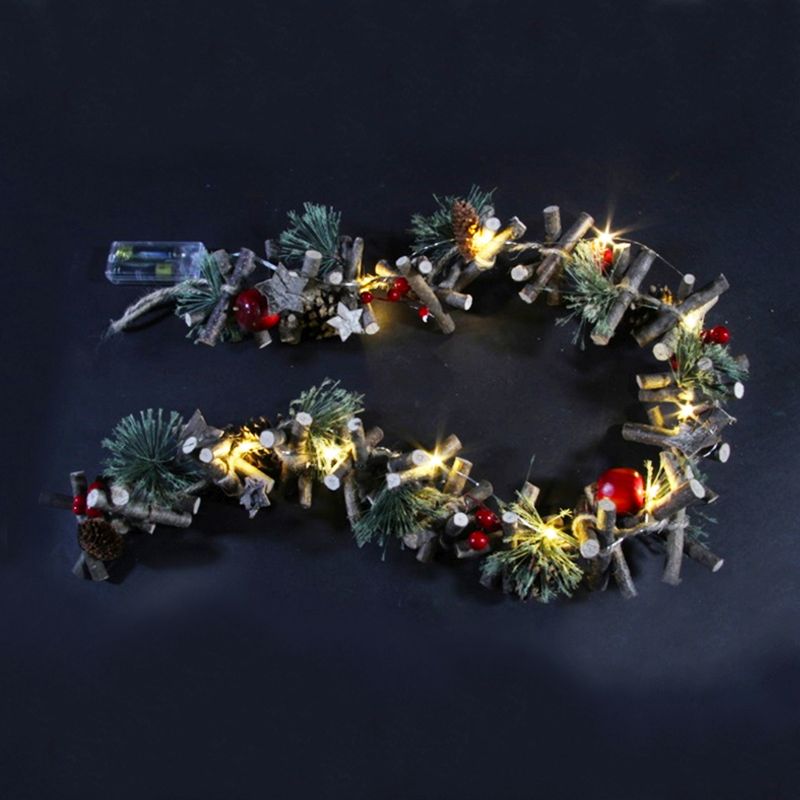 10 LED Pinecone Artificial Garland 1m