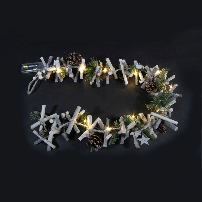 10 LED White Pinecone Artificial Garland 1m