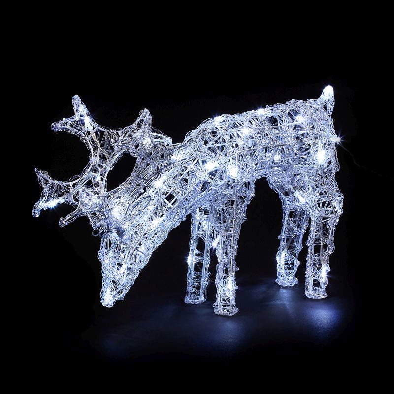 40 LED Ice White Indoor Animated Acrylic Light Up Reindeer Mains 47cm