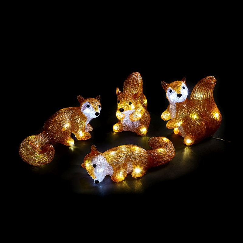 Mini Acrylic Light Up Squirrels LED 4 Pieces