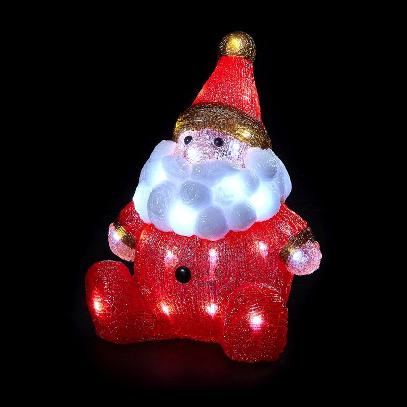 Light Up Acrylic Santa Sitting Figure LED 33cm