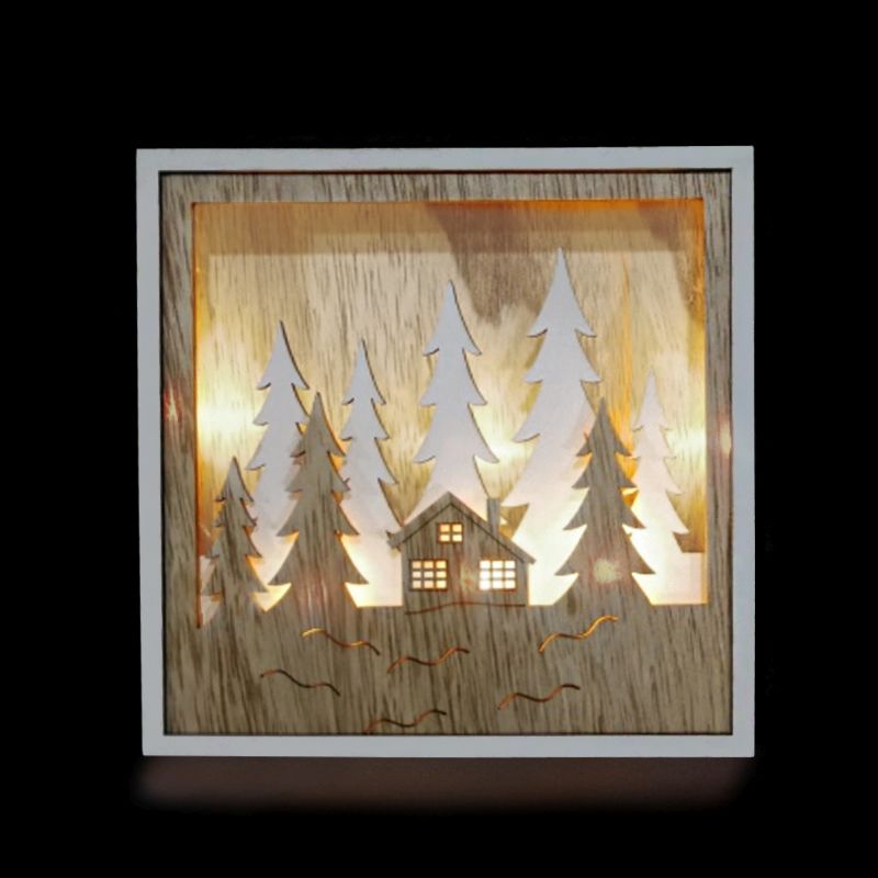 6 Warm White LED Mini Square Cabin Landscape