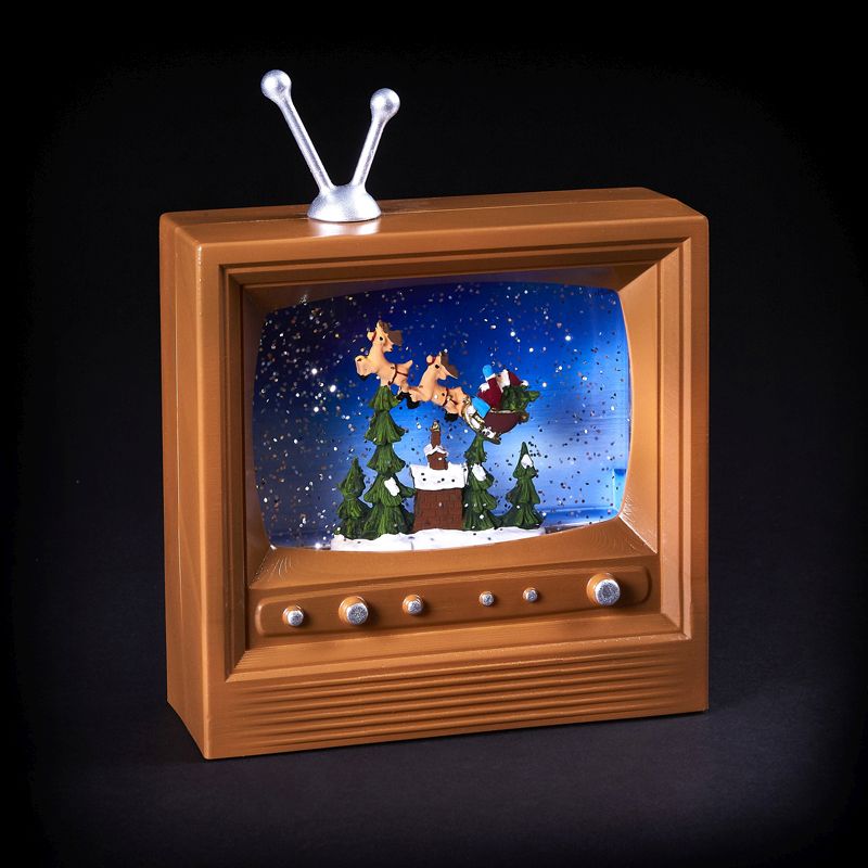 Light Up TV Ornament With Santa Scene LED 55cm