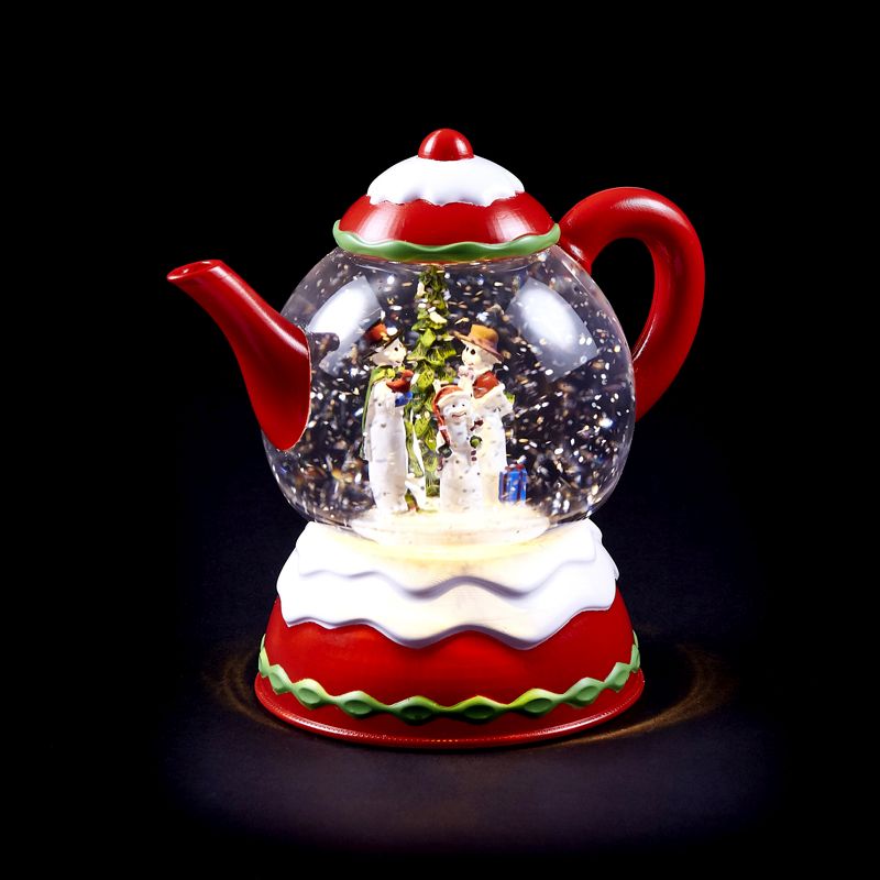 Light Up Teapot Ornament With Santa Scene 46cm