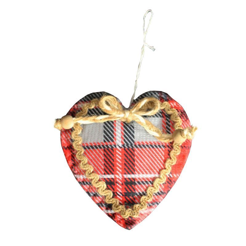 Hanging Tartan Heart Decoration - 5 Inch