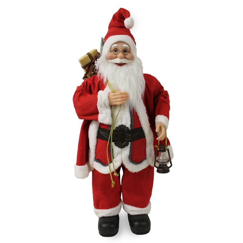 Traditional Standing Santa With Lantern- 32 Inch