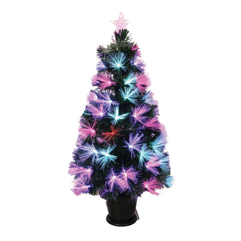 3ft Fibre Optic Christmas Tree Artificial - Fibre Optic Pink & Purple 