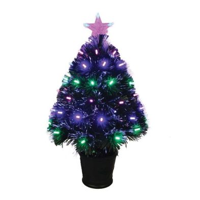 2ft Fibre Optic Christmas Tree Artificial With Led Lights Pink Green