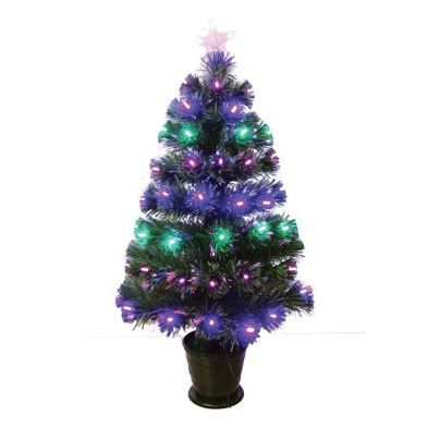 3ft Fibre Optic Christmas Tree Artificial With Led Lights Pink Green