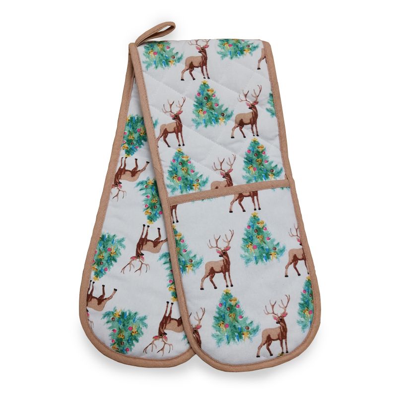 Festive Stag Print Double Oven Glove