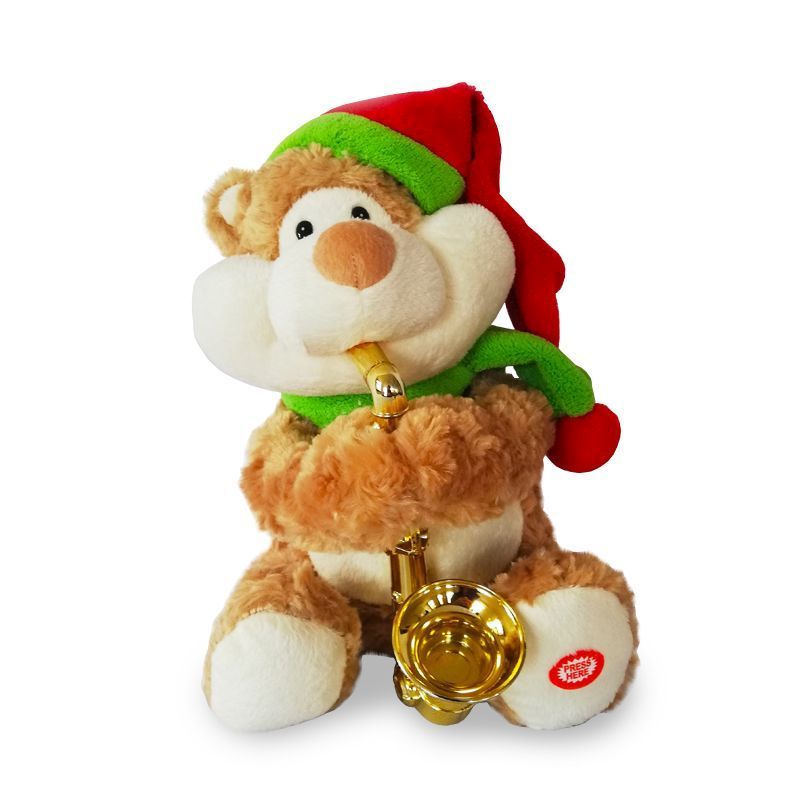 Animated Christmas Plush Bear With Saxophone 21 Inch