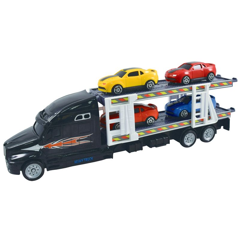 Team Power Transporter Truck With 4 Cars Black 30cm
