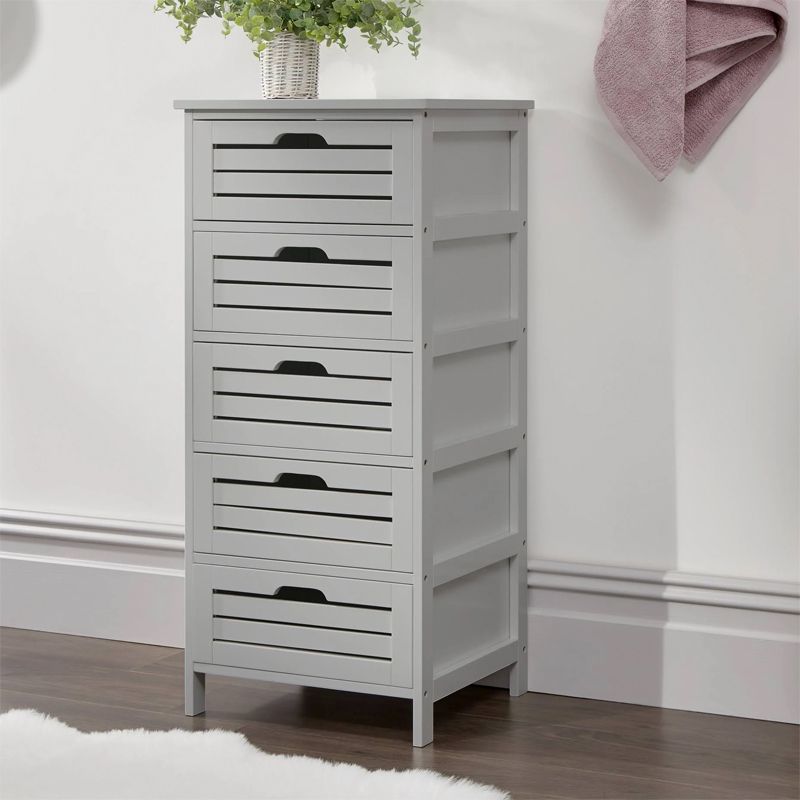 Bergen Grey Wide Chest Of 5 Drawers