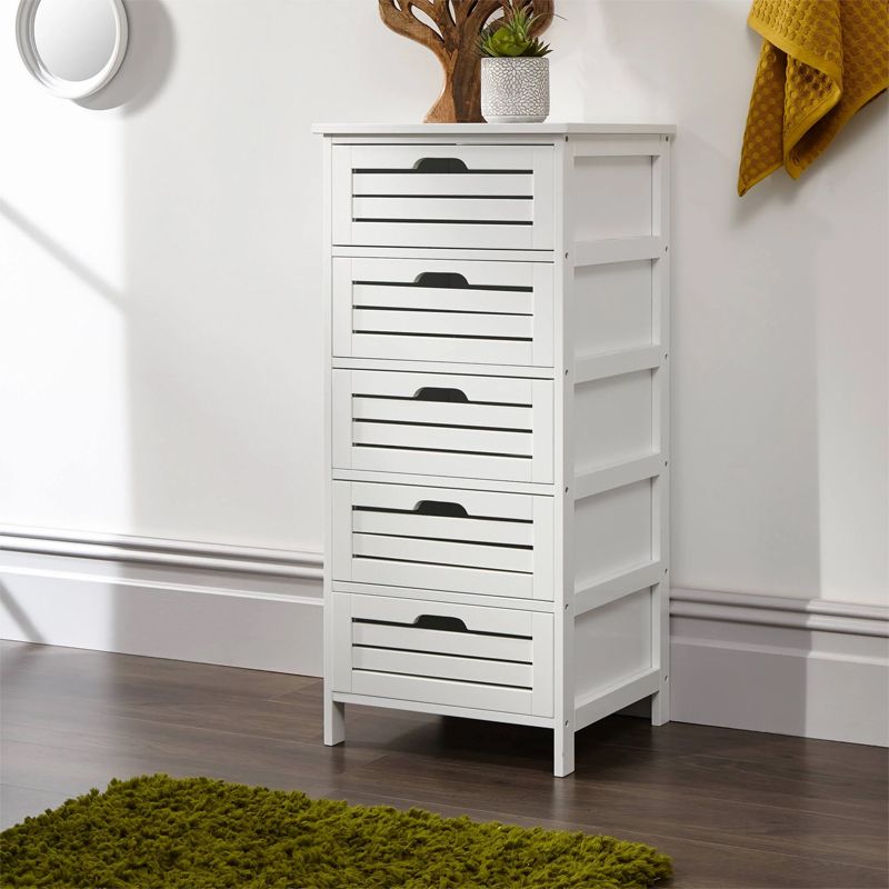 Bergen White Wide Chest Of 5 Drawers