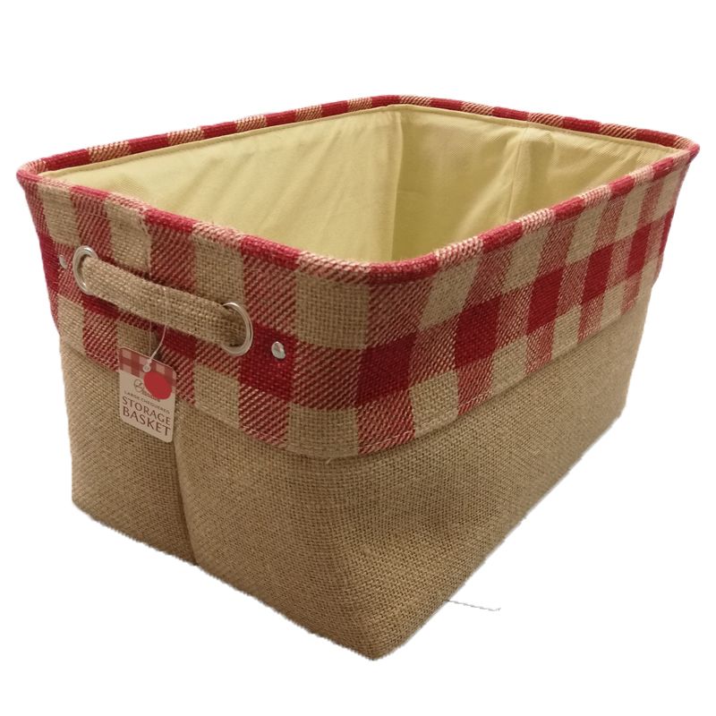 Red Chequered Large Storage Basket