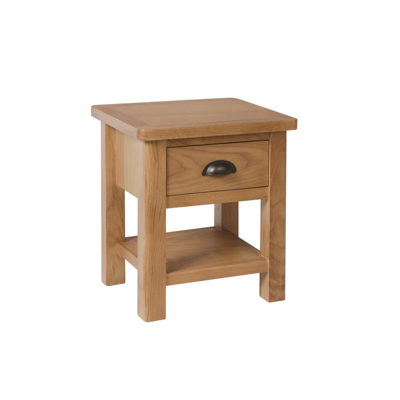 Rutland Side Table Oak Natural 1 Shelf 1 Drawer