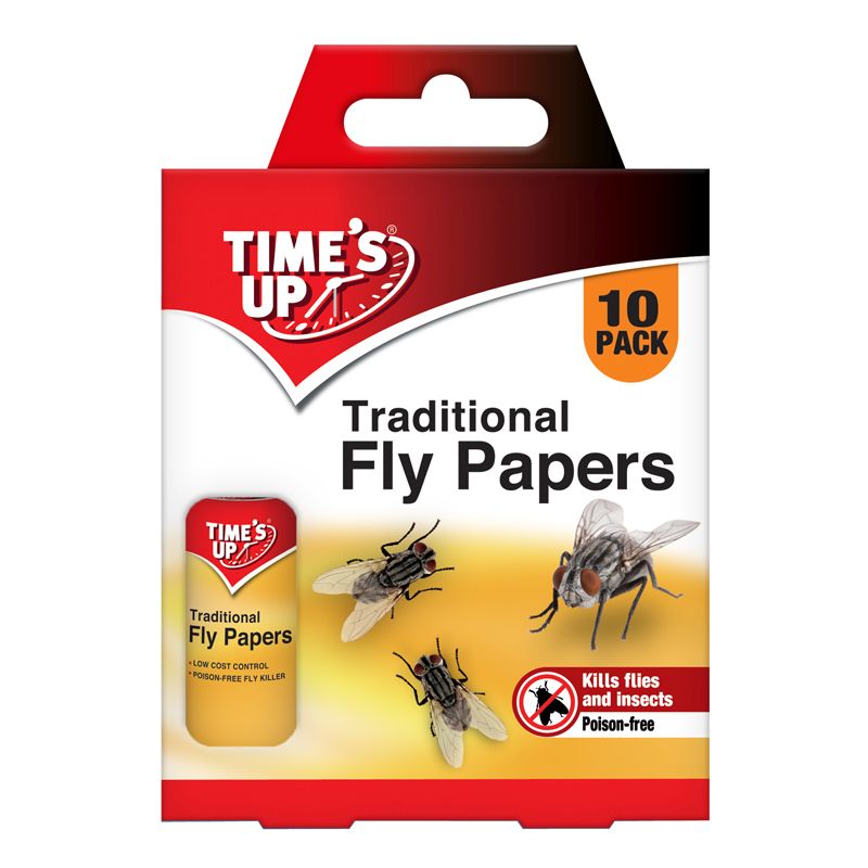 Time's Up Traditional Fly Papers 10 Pack - Buy Online at QD Stores