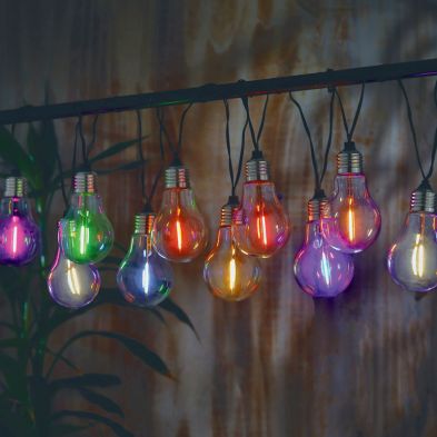 Product photograph of Light Bulb Solar Garden String Lights Decoration 10 Multicolour Led - 3 8m By Bright Garden from QD stores