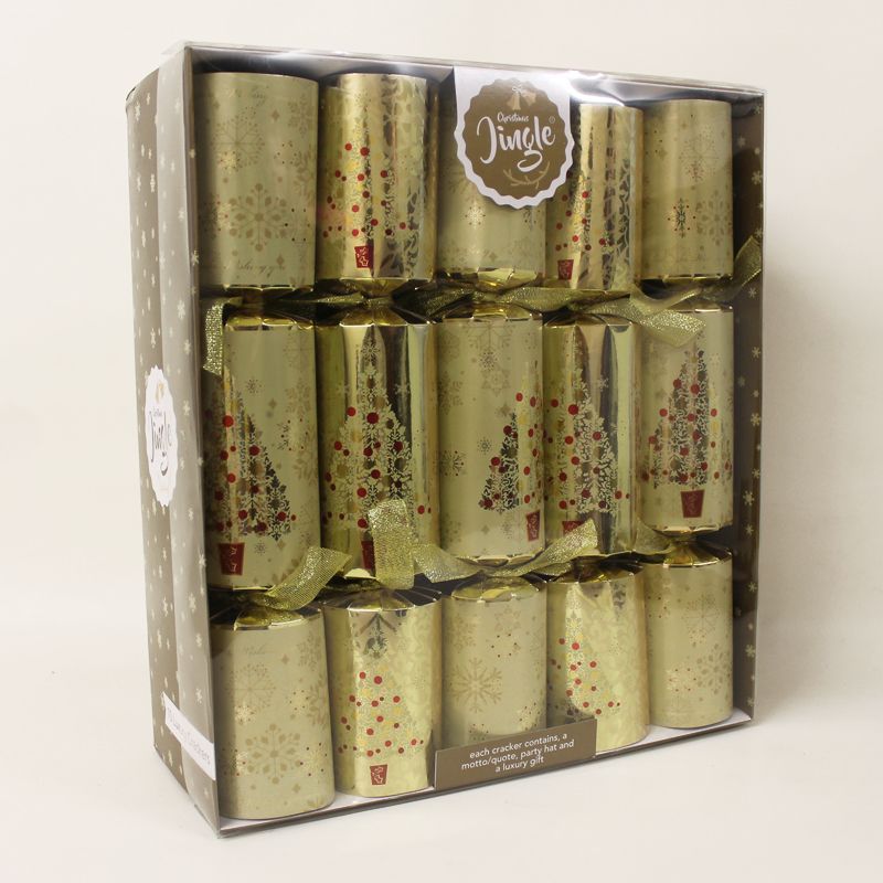 Gold Trend Deluxe Christmas Crackers 10 Pack