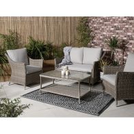 See more information about the Arles Garden Conservatory Set by Croft - 4 Seats Full Round Weave Rattan Grey