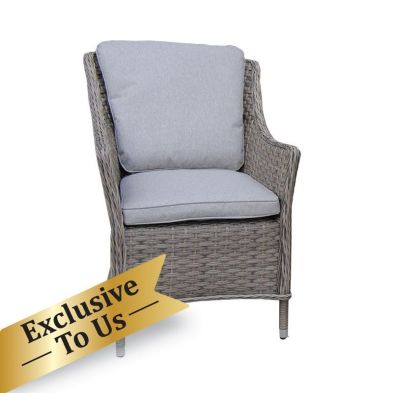 Product photograph of Arles Full Round Weave Rattan Garden Dining Chair By Croft With Grey from QD stores