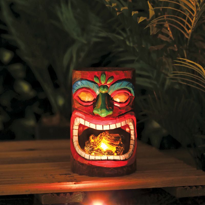 Bright Garden Solar Powered Tiki Fire Mouth Statue