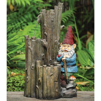 Product photograph of Bright Garden Solar Tree Gnome Water Fountain from QD stores