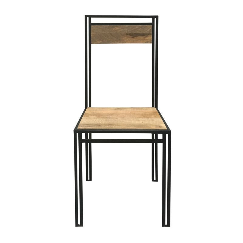 Industrial Dining Chair Metal & Wood Black