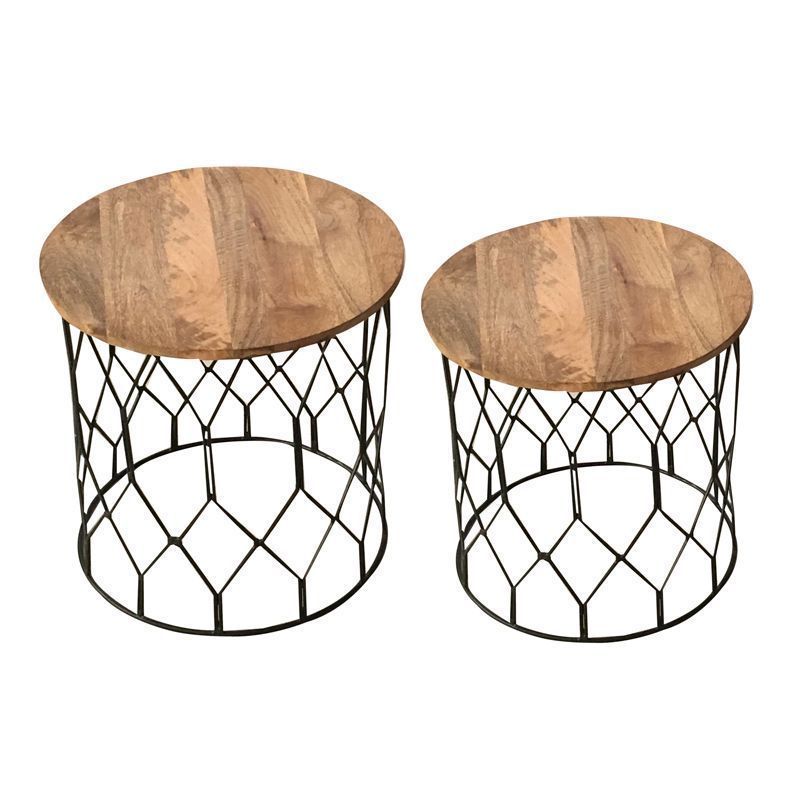 Ravi Solid Wood Side Table and Stool