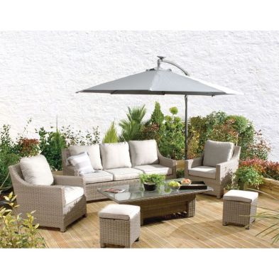 Arles Garden Sofa Set By Croft 7 Seats Half Round Weave Rattan Grey