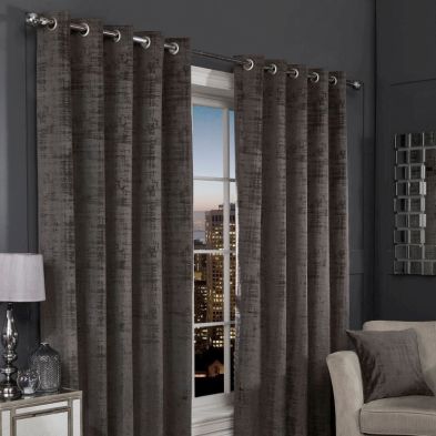 Product photograph of Hamilton Mcbride Charcoal Florence Blackout Eyelet Curtains 46 X 54 from QD stores