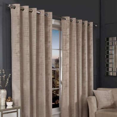 Product photograph of Hamilton Mcbride Mink Florence Blackout Eyelet Curtains 90 X 90 from QD stores
