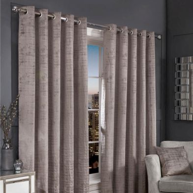 Product photograph of Hamilton Mcbride Silver Florence Blackout Eyelet Curtains 46 X 54 from QD stores